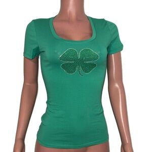 Green Clover Embellished Women's Top